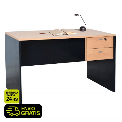 Escritorio Platinum 502 1.2mts 2 Cajones Con Cerradura Haya Con Negro