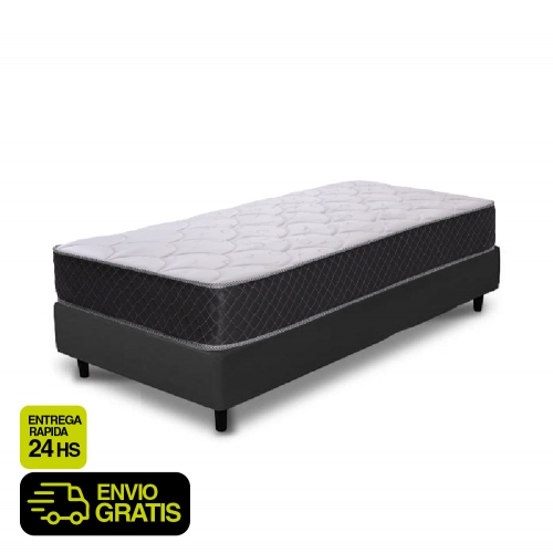 Conjunto Colchon Y Sommier Ecocuero 1p Cannon Princess 190x80 Espuma
