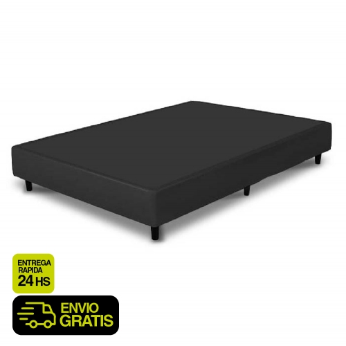 Box Base Sommier 2 Plazas 190x140 Ecocuero Negro
