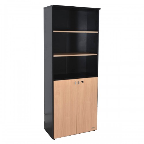 Biblioteca Puertas Bajas Platinum 530 3 Estantes Haya Con Negro