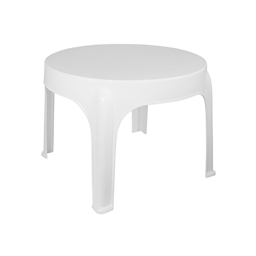 Mesa Auxiliar Plástica De Jardín Quality Redonda Blanca