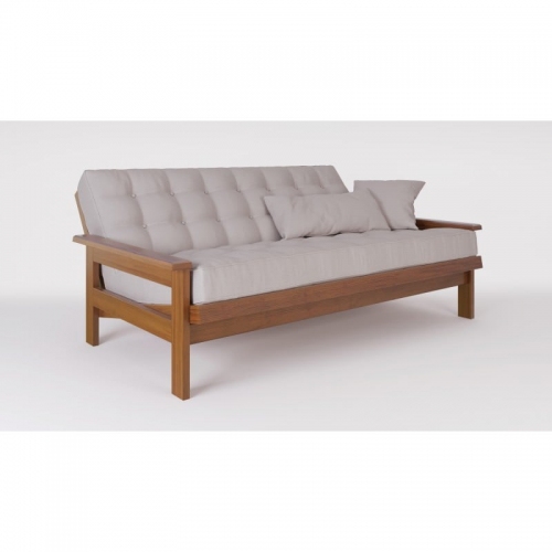 Sofá Futon Con Colchón Inmacol 403 3 Cuerpos Castaño Alpha Gris