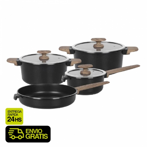 Bateria De Cocina Ucci 4 Piezas Aluminio Black