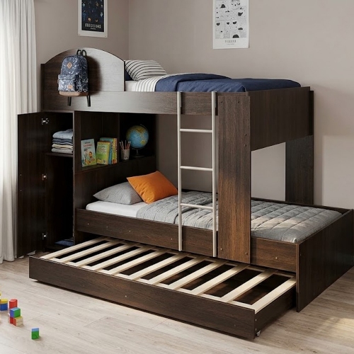 Cama Cucheta Triple Platinum 954 Con Placard Color Tabaco