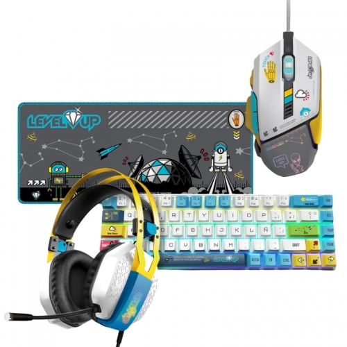 Combo Teclado Mouse Auricula Mousepad Perseo Full Level Up