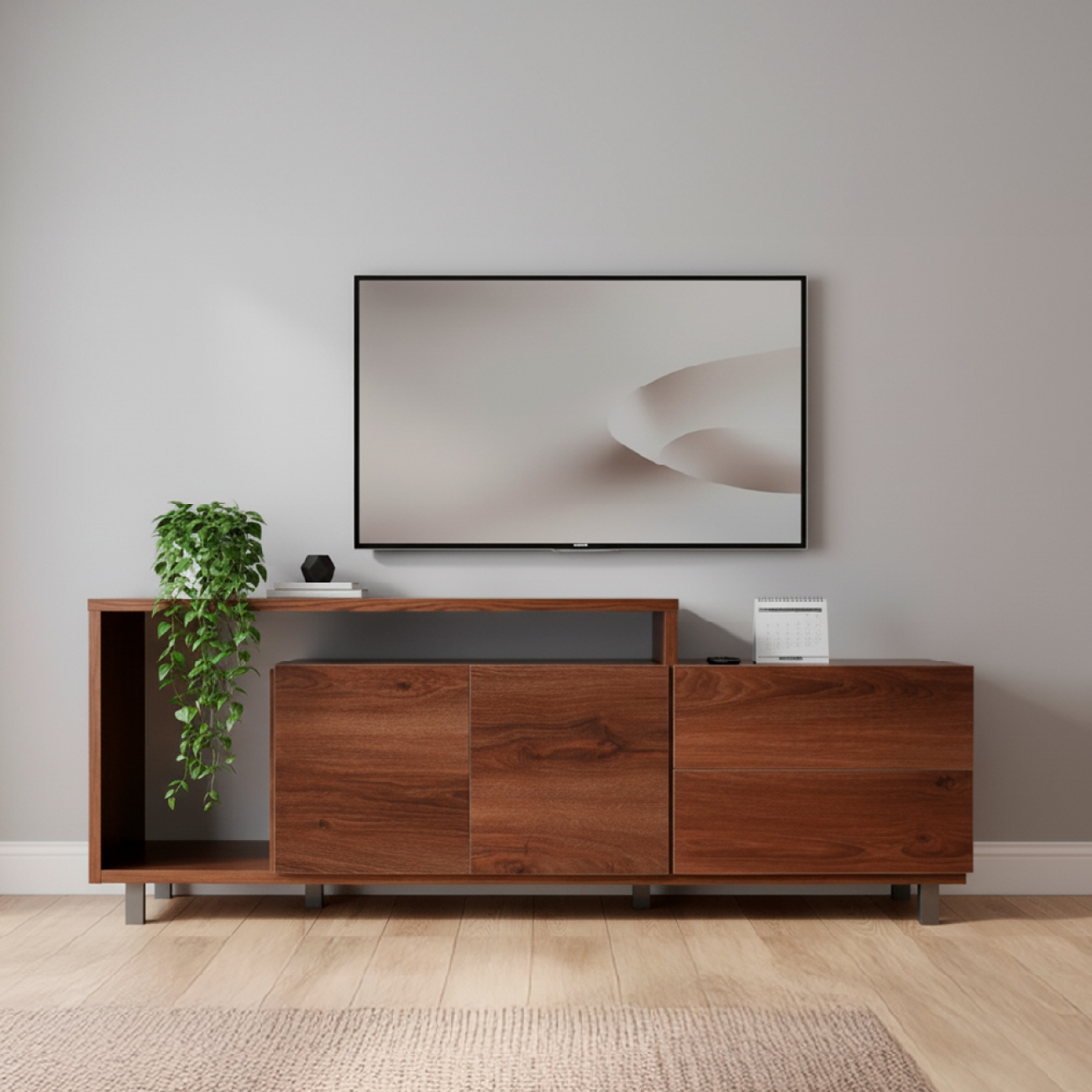 Imagen Rack De Tv Platinum 2605 1&period;8 M 2 Cajones 2 Puertas Estantes Roble Antiguo