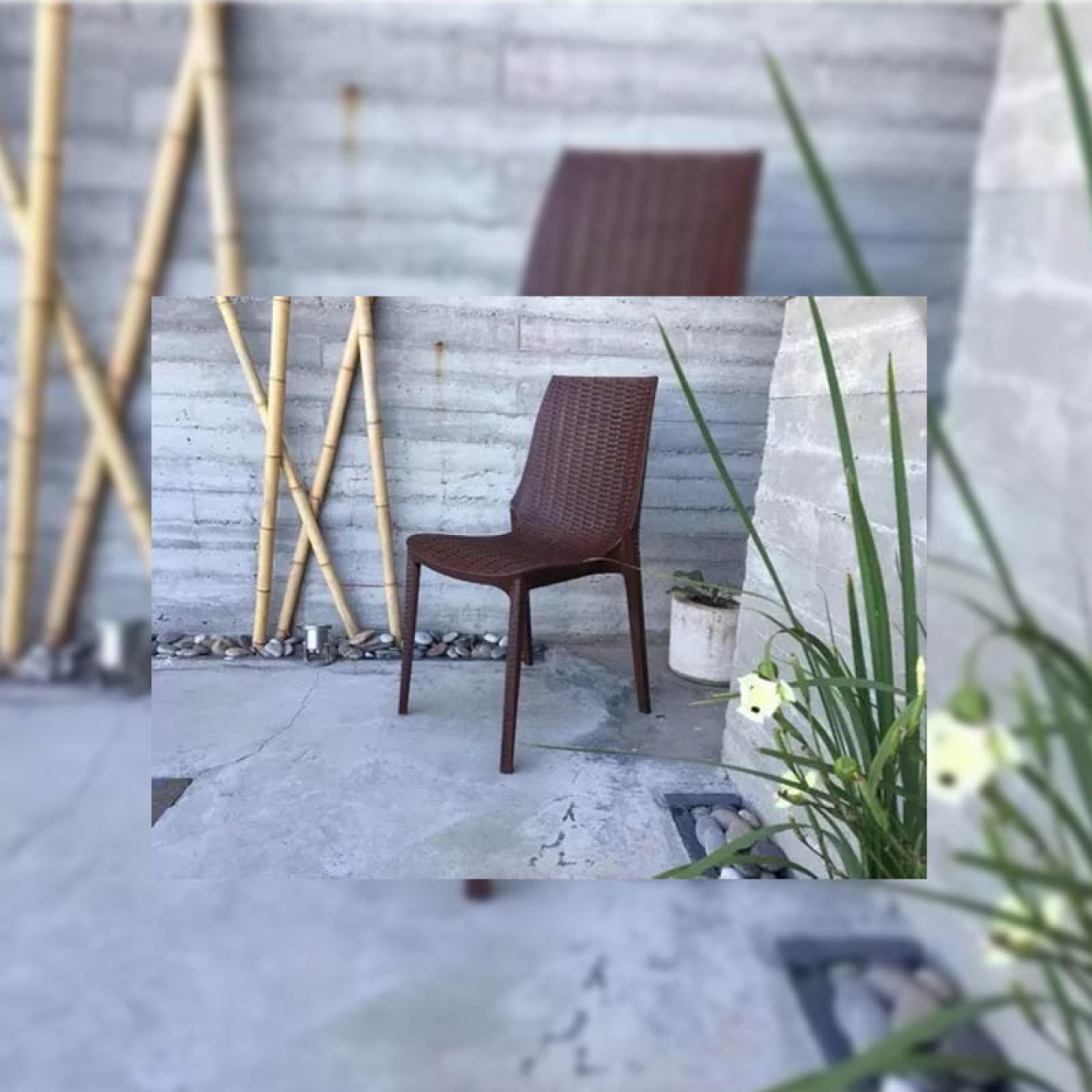 Imagen Silla Plástica Quality Harmony Simil Ratán Chocolate