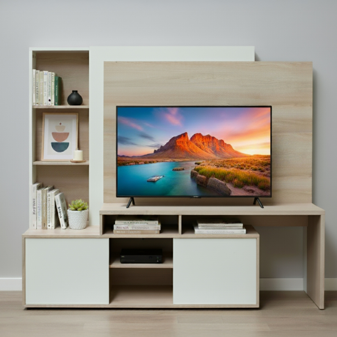 Imagen Modular Rack Platinum 558 Hasta Tv 60" 1&comma;92m Blanco Soft&sol;savanna
