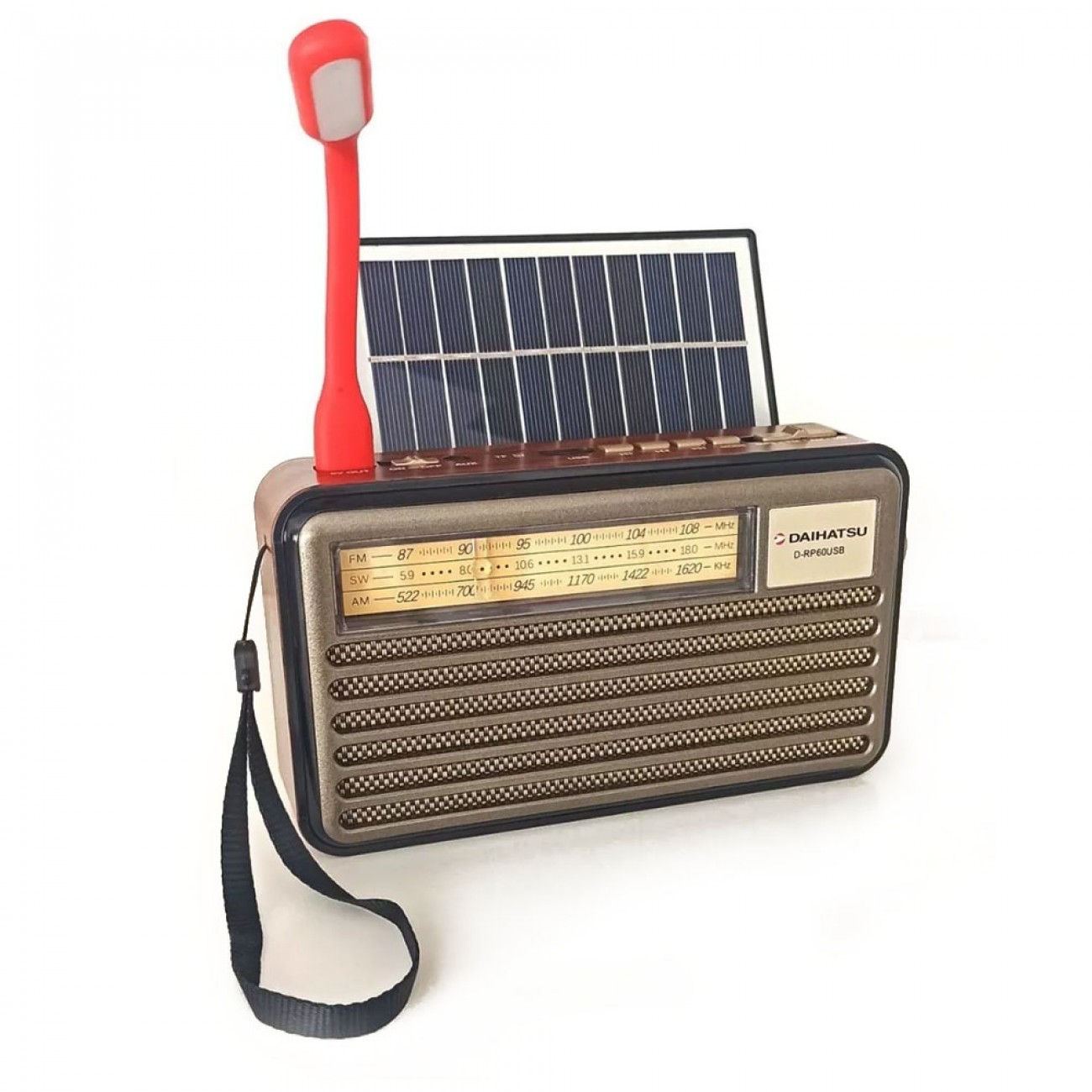 Imagen Radio De Mesa Carga Solar Daihatsu D-rp60 Usb Am/fm Luz Led