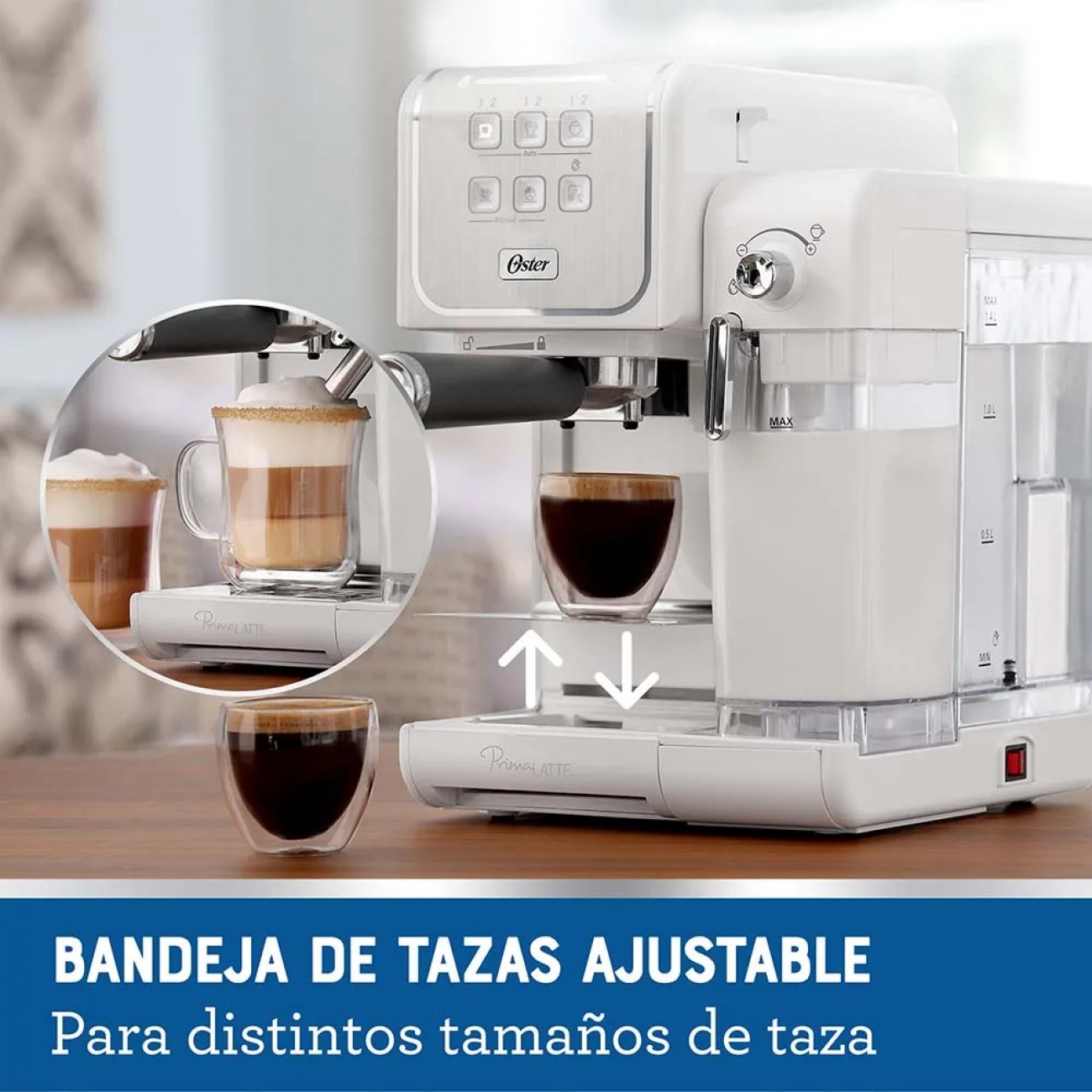 Imagen Cafetera Expreso Oster Bvstem6801 19 Bar Para Cápsulas Blanca