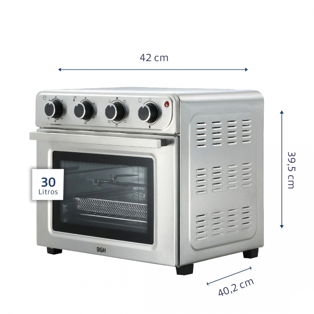 Imagen Horno Eléctrico Y Freidora De Aire Bgh Bhe30fx24t 30l Inox