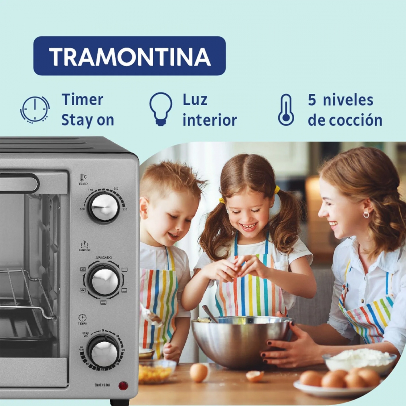 Imagen Horno Eléctrico Tramontina Silver Cook 55 Lts Plateado