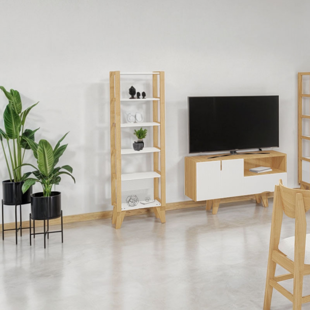 Imagen Modular Torre Inmacol 169 Escandinava 190x50x40 Miel Y Gris