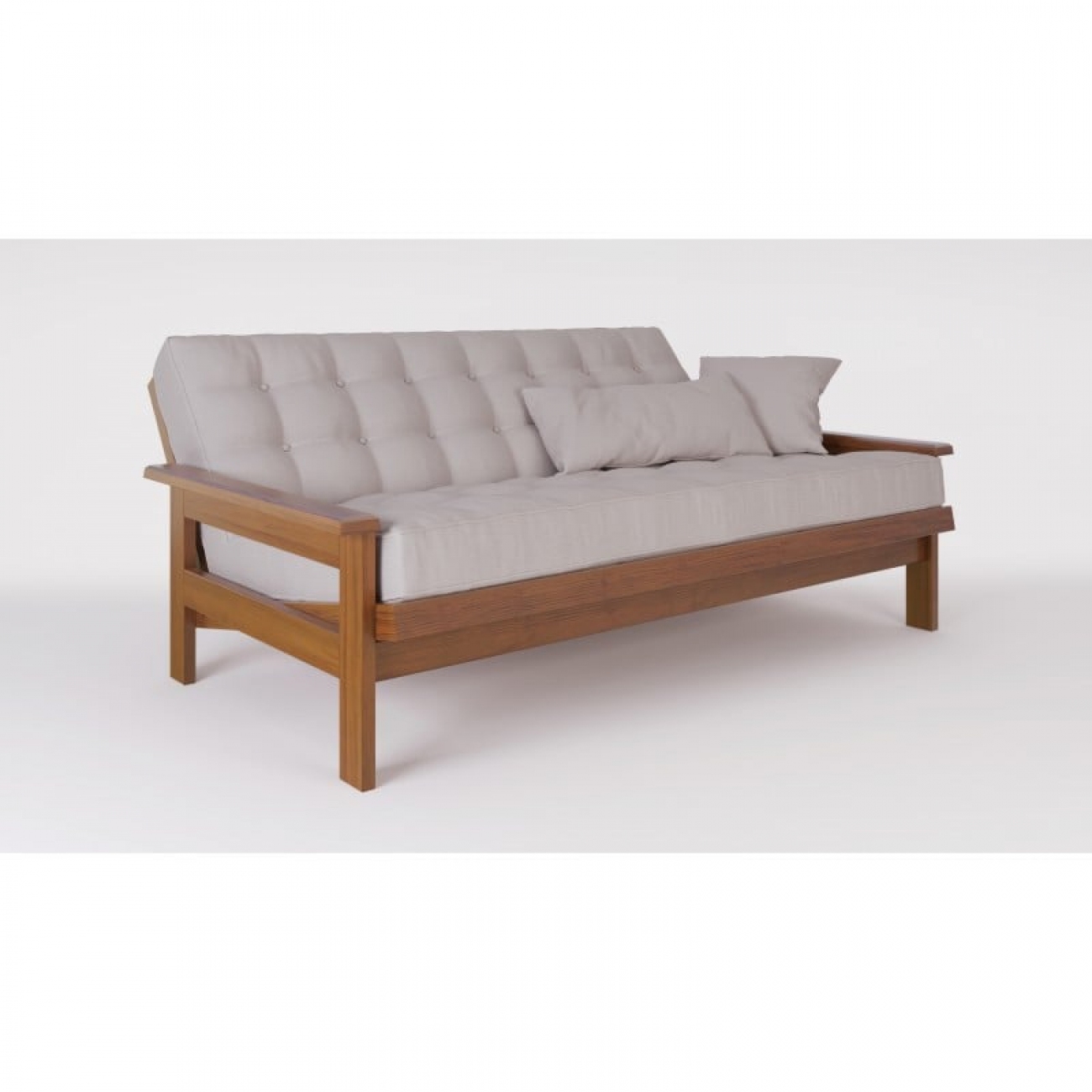 Imagen Sofá Futon Con Colchón Inmacol 403 3 Cuerpos Castaño Alpha Gris