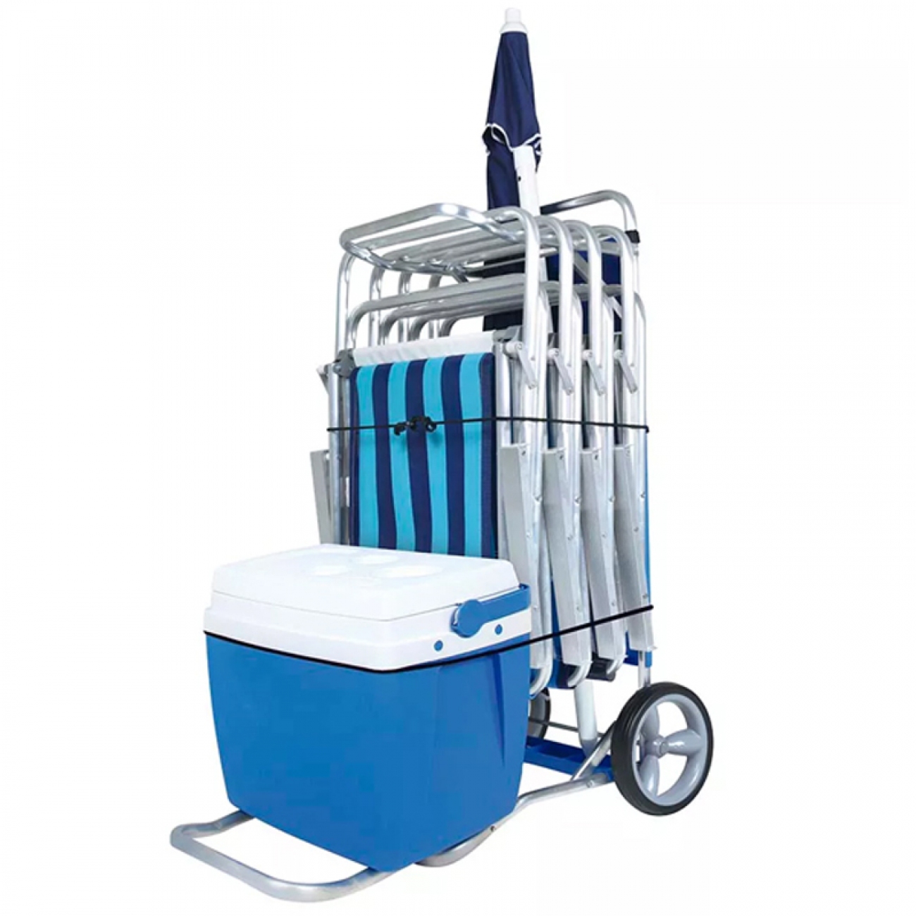 Imagen Carrito De Playa Mor P/reposeras Mesa Plegable Aluminio Azul