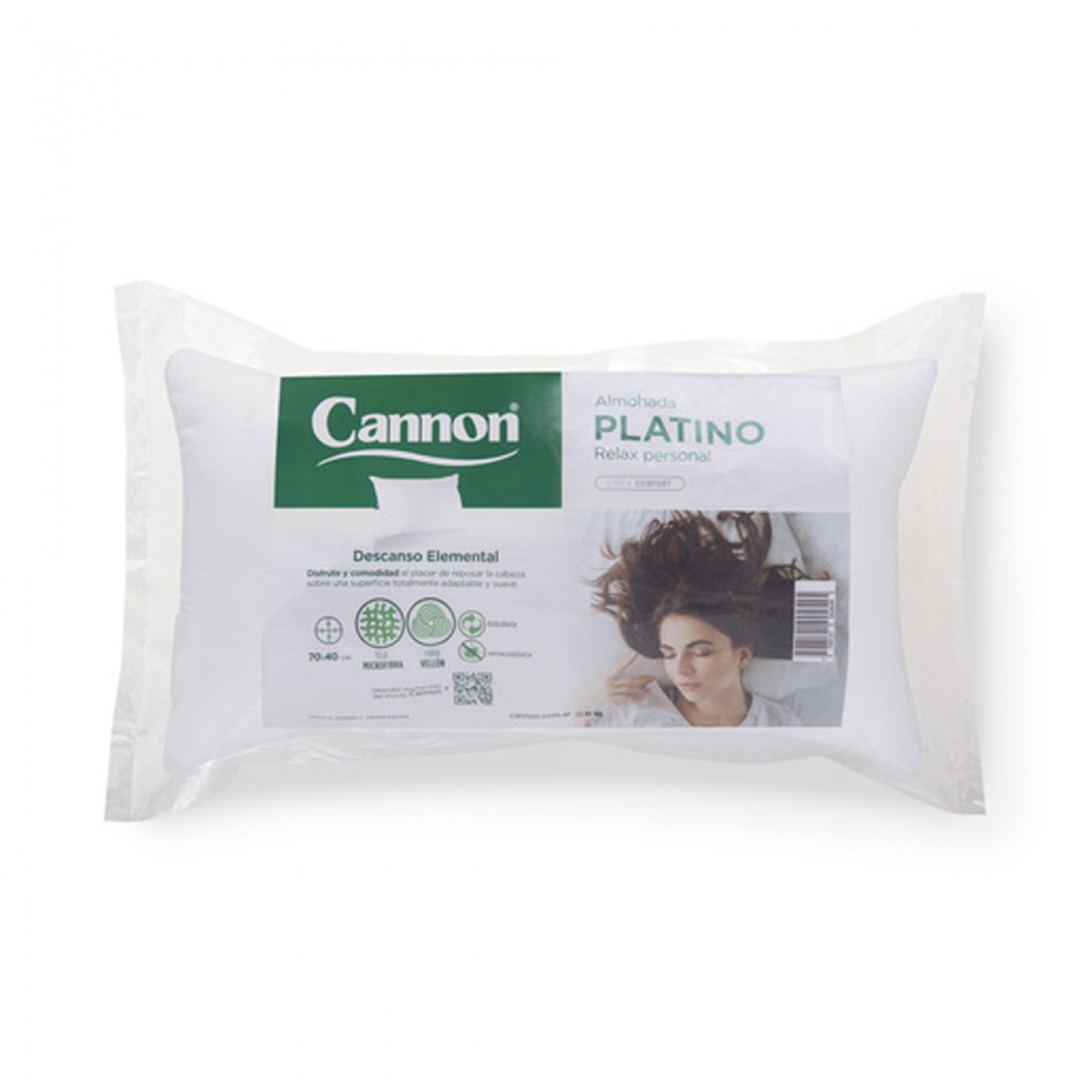 Imagen Almohada Cannon Platino 70 X 40 Tela Percal Antialérgica