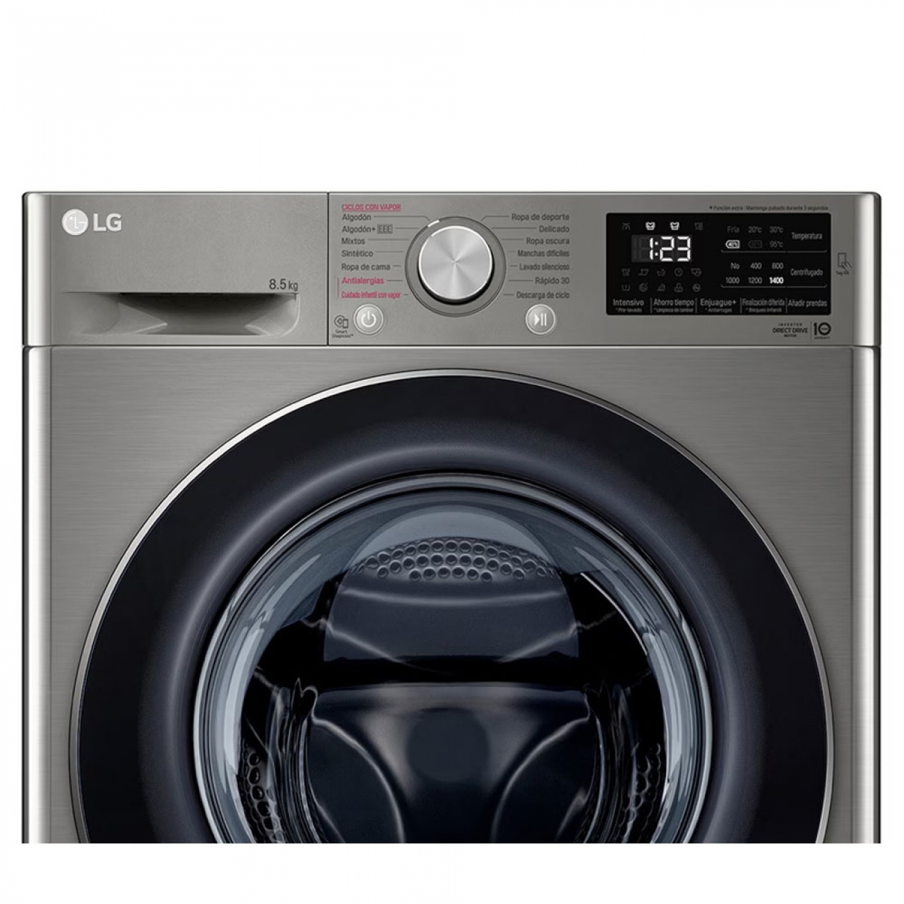 Imagen Lavarropas Lg Wm85vvc5s6p 8.5kg 1400 Rpm Inverter Silver