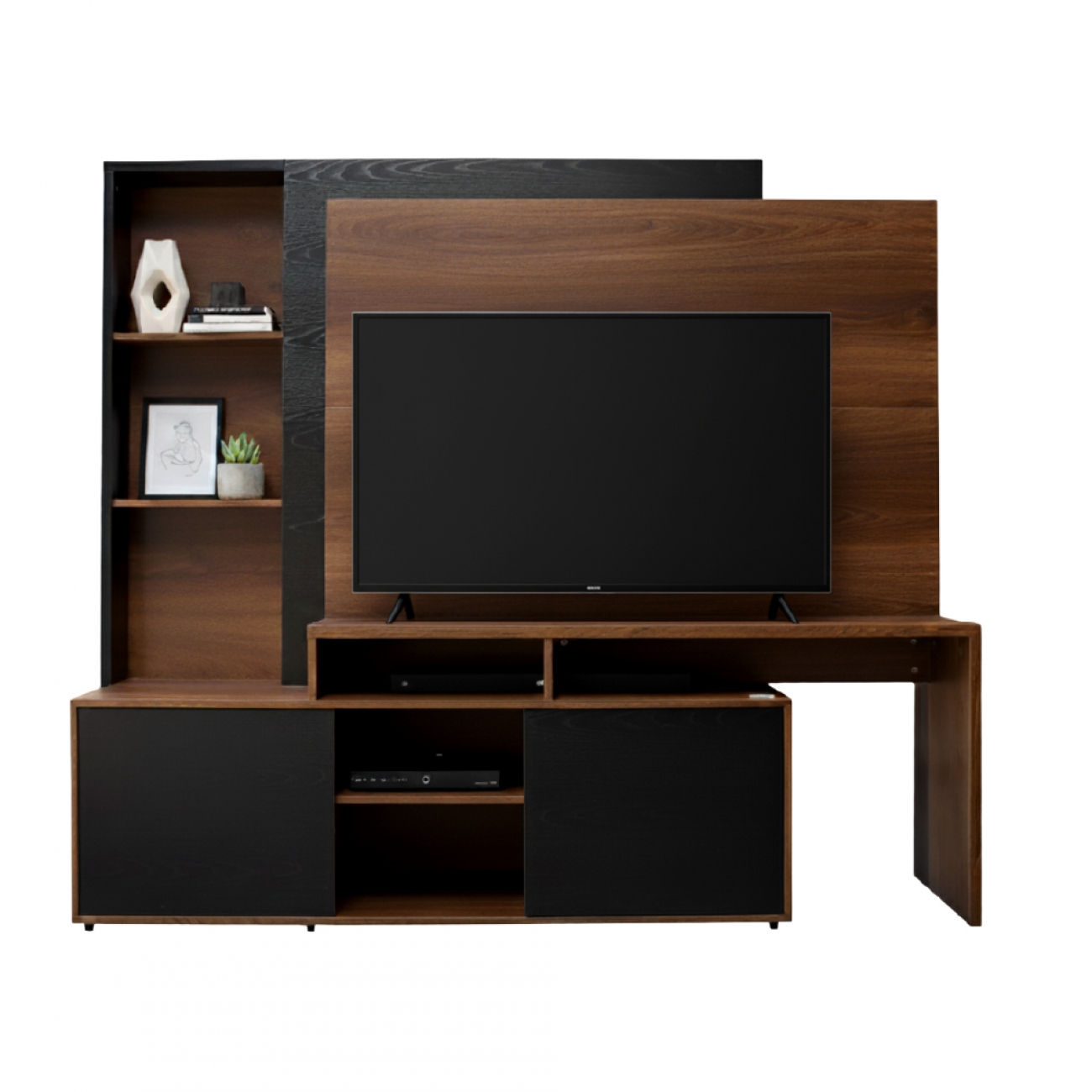 Imagen Modular Rack Platinum 558 Hasta Tv 60" 1&comma;92m Roble Con Negro