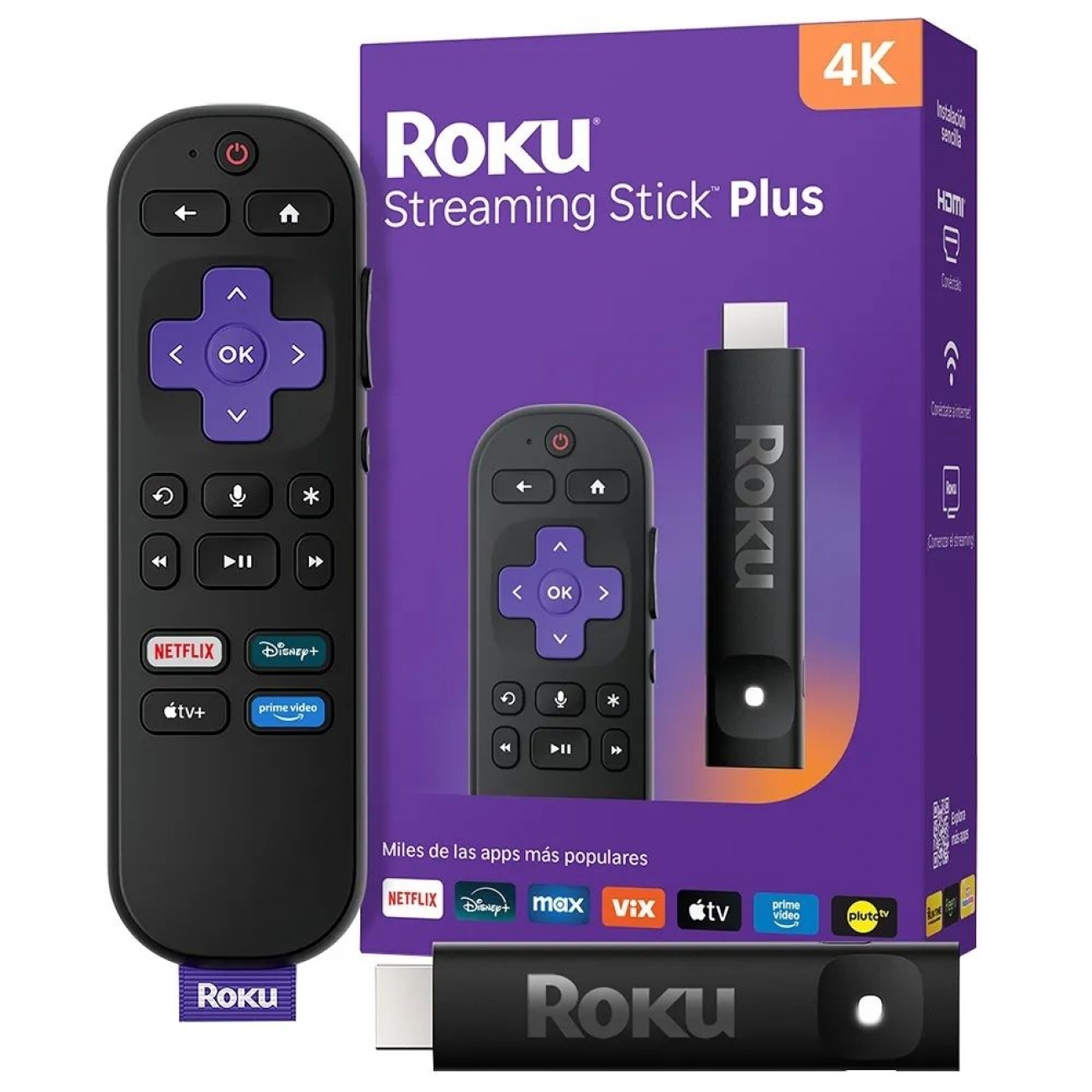 Imagen Conversor de TV Roku 3830MX Streamig Stick Plus