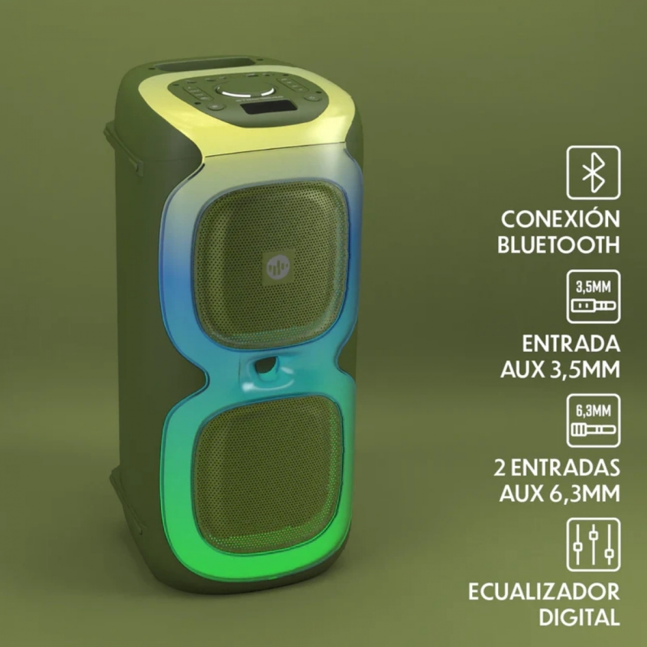 Imagen Torre De Sonido Stromberg 80w Vibe Green Eq Digital Bt