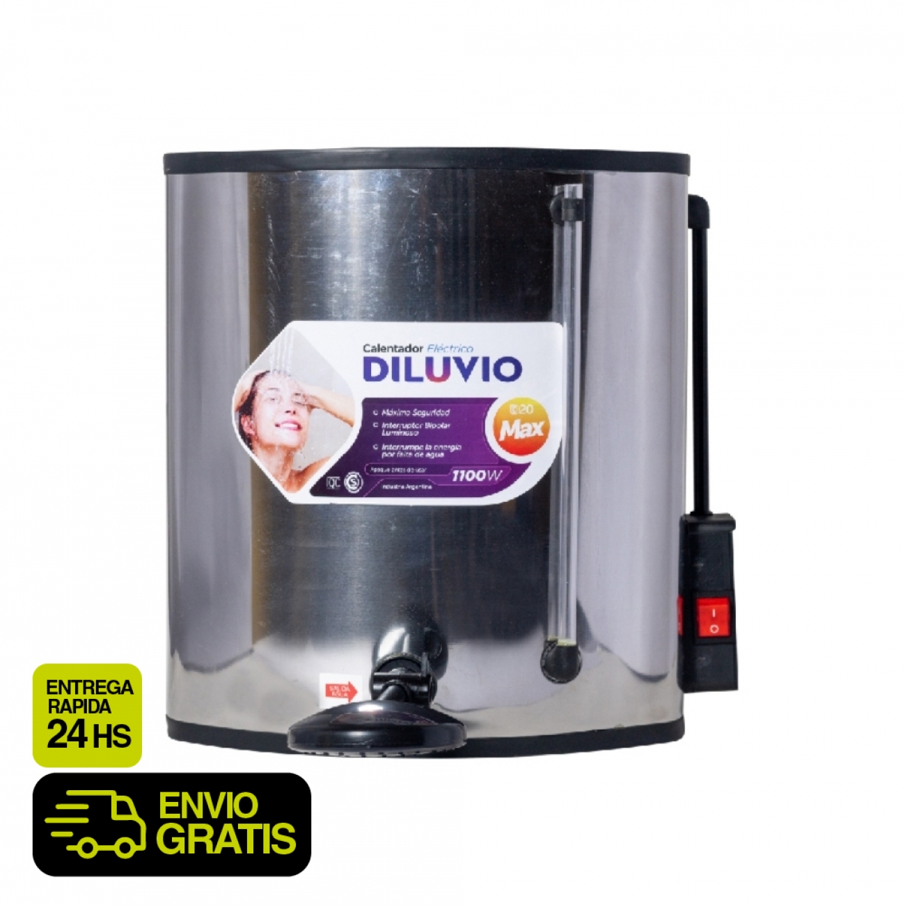 Imagen Calefon Electrico Indelplas D20 MAX GN 20Lts Acero Inox
